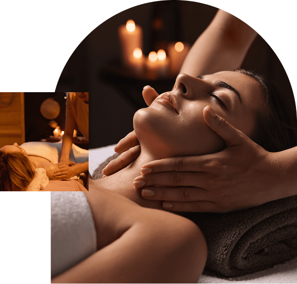 Woman receiving a relaxing face massage.